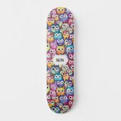 Eulengewächse Cartoon-Vögel Muster-Monogramm-Sport Skateboard (Vorderseite)