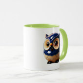 Eulenillustration Glänzend Süße Blaue Tasse (VorderseiteRechts)