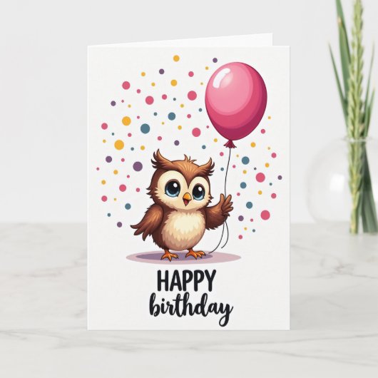 Eulenkarten zum Geburtstag Karte (Vorderseite)