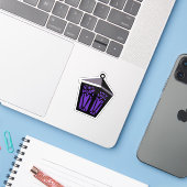 Eulenlaternen-Aufkleber - Violett Aufkleber (Laptop mit iPhone)