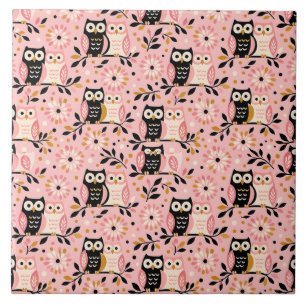 Eulenmuster-Design - Illustrativ, Whimsical, Natur Fliese