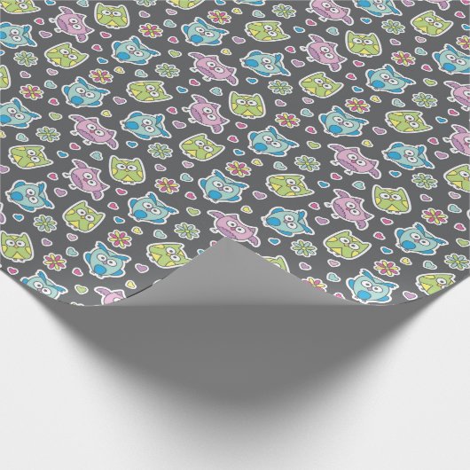 Eulenmuster Geschenkpapier (Ecke)