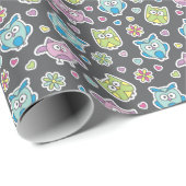 Eulenmuster Geschenkpapier (Rolleneckpunkt)