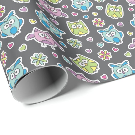 Eulenmuster Geschenkpapier (Rolleneckpunkt)