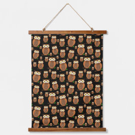 Eulenmuster Wandteppich Mit Holzrahmen