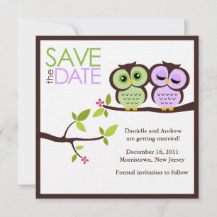 Eulenpaar-Hochzeit Termin merken Save The Date