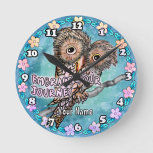 Eulenreise Runde Wanduhr