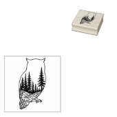 Eulensilhouette mit Waldszene Gummistempel (Stempel)