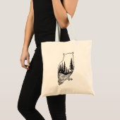 Eulensilhouette mit Waldszene Tragetasche (Vorderseite (Produkt))