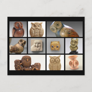 Eulenstatuen/-skulpturen im Museum Postkarte