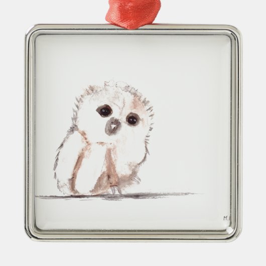 Eulenvogel Silbernes Ornament (Vorne)
