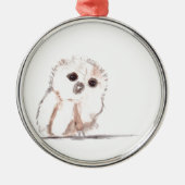 Eulenvogel Silbernes Ornament (Vorne)