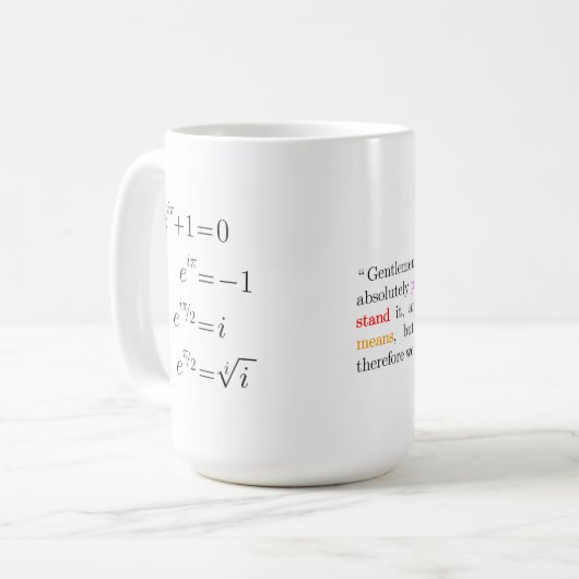 Eulers Identität Kaffeetasse (Vorderseite Links)
