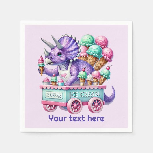 Eunisex-Kinder-Dinosaurier-Eis-Party Serviette (Vorderseite)