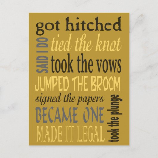 Euphemisms Post Wedding Party Einladungspostkarte (Vorderseite)