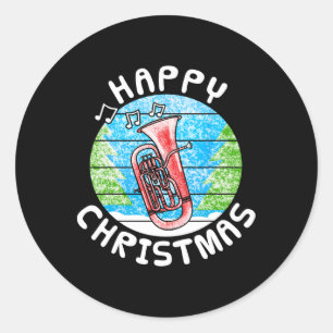 Euphonium Christmas Br Musician Music Teacher Runder Aufkleber