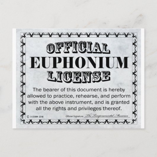 Euphonium-Lizenz Postkarte (Vorderseite)