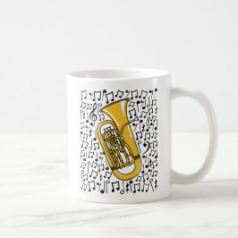 Euphonium mit musikalischen Noten, Messingmusiker Kaffeetasse