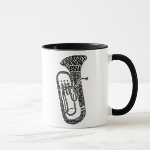 Euphonium Shaped Word Art Black Text Tasse