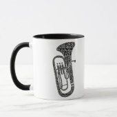 Euphonium Shaped Word Art Black Text Tasse (Links)