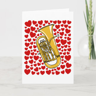 Euphonium With Hearts Valentines Anniversary Card Feiertagskarte