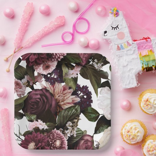 Euphoria Black Floral Wedding Paper Tellers Pappteller (Party)