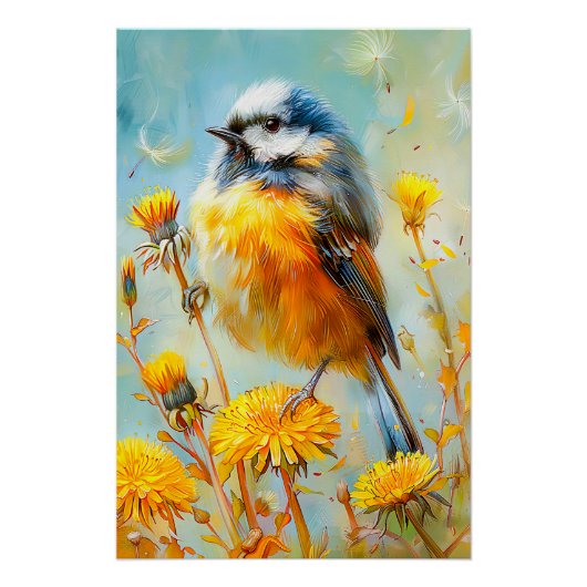 Eurasian Blue Tit in beeindruckender Landschaft Poster (Vorderseite)