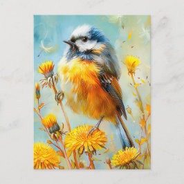 Eurasian Blue Tit in beeindruckender Landschaft Postkarte