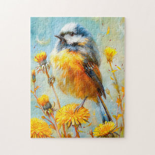 Eurasian Blue Tit in beeindruckender Landschaft Puzzle