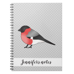 Eurasian Bullfinch Niedlicher Cartoon Bird Illustr Notizblock