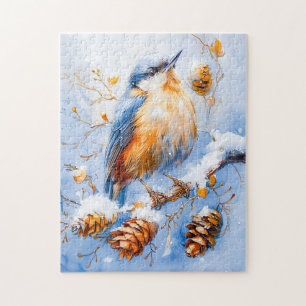 Eurasian Nuthatch in beeindruckender Stilmalerei Puzzle