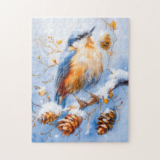 Eurasian Nuthatch in beeindruckender Stilmalerei Puzzle (Vertikal)