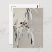 Eurasian Tree Sparrow in Snow, Watanabe Seitei Postkarte (Vorne/Hinten)