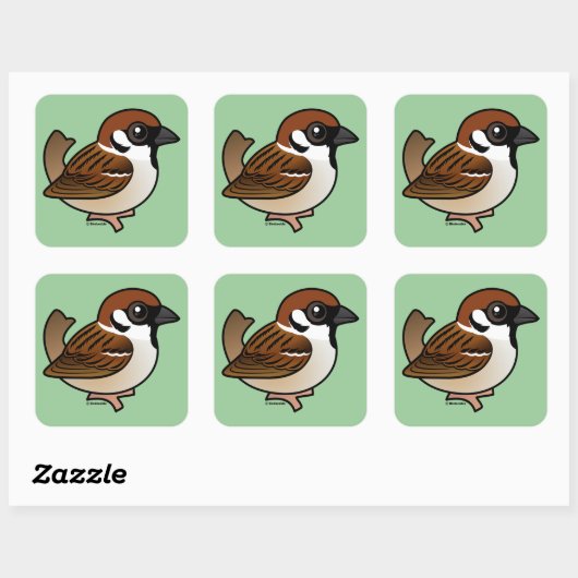 Eurasian Tree Sparrow Quadratischer Aufkleber (Blatt)