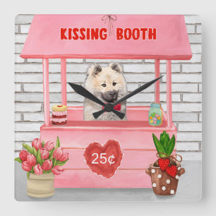 Eurasier Dog Valentine's Day Kissing Booth Quadratische Wanduhr