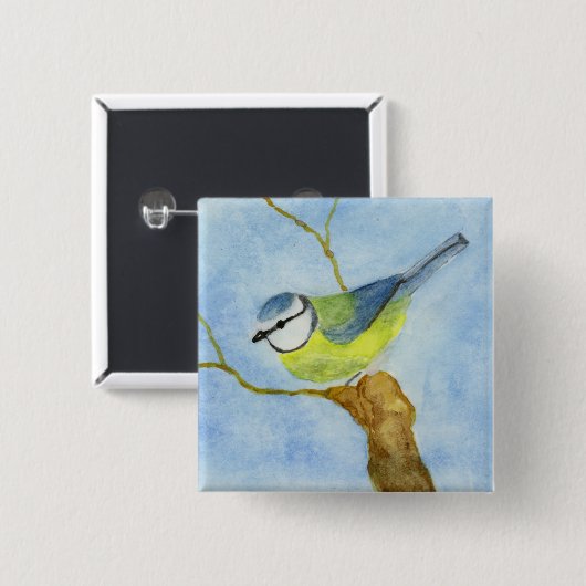 Eurasion Blue Tit Button (Vorne & Hinten)