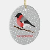 Eurasische Bullfinch & Kundenname Weihnachten Keramik Ornament (Rechts)