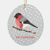 Eurasische Bullfinch & Kundenname Weihnachten Keramik Ornament (Links)