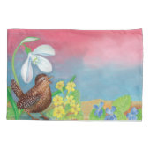 Eurasische Wren & Snowdrop & Primroses Kissenbezug (Rückseite)
