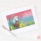 Eurasische Wren & Snowdrop & Primroses Rechteckiger Aufkleber (Umschlag)