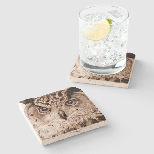 Eurasischer Adler Owl Wasserfarbener Untersetzer (Seitenansicht)