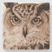 Eurasischer Adler Owl Wasserfarbener Untersetzer (Vorderseite)