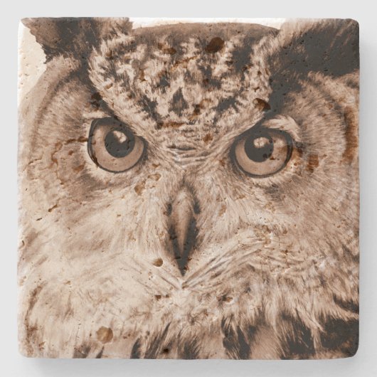 Eurasischer Adler Owl Wasserfarbener Untersetzer (Vorderseite)
