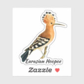 Eurasischer Hoopoe-Vogel, gekennzeichnet Aufkleber (Blatt)