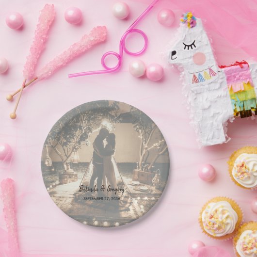 Eure eigenen Fotos verblasst Hochzeit Pappteller (Party)