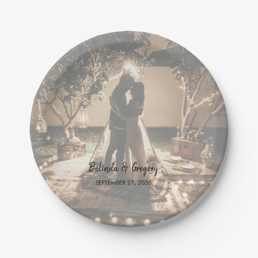 Eure eigenen Fotos verblasst Hochzeit Pappteller (Vorderseite)