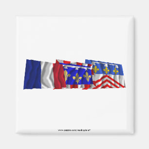 Eure-et-Loir-, Mitte- u. Frankreich-Flaggen Magnet