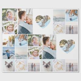 Eure Fotos Benutzerdefiniertes Collagenraster Herz Geschenkpapier