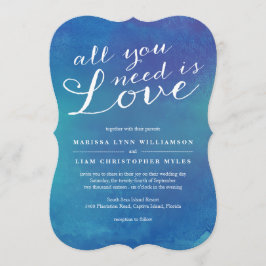 Eure Liebe Wasserfarbe Hochzeit / Ozean Blau Einladung