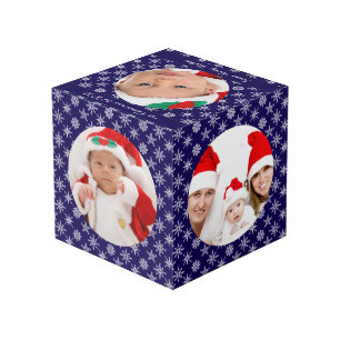 Eure runden Fotos Santa Baby Blau und Schneeflocke Würfel